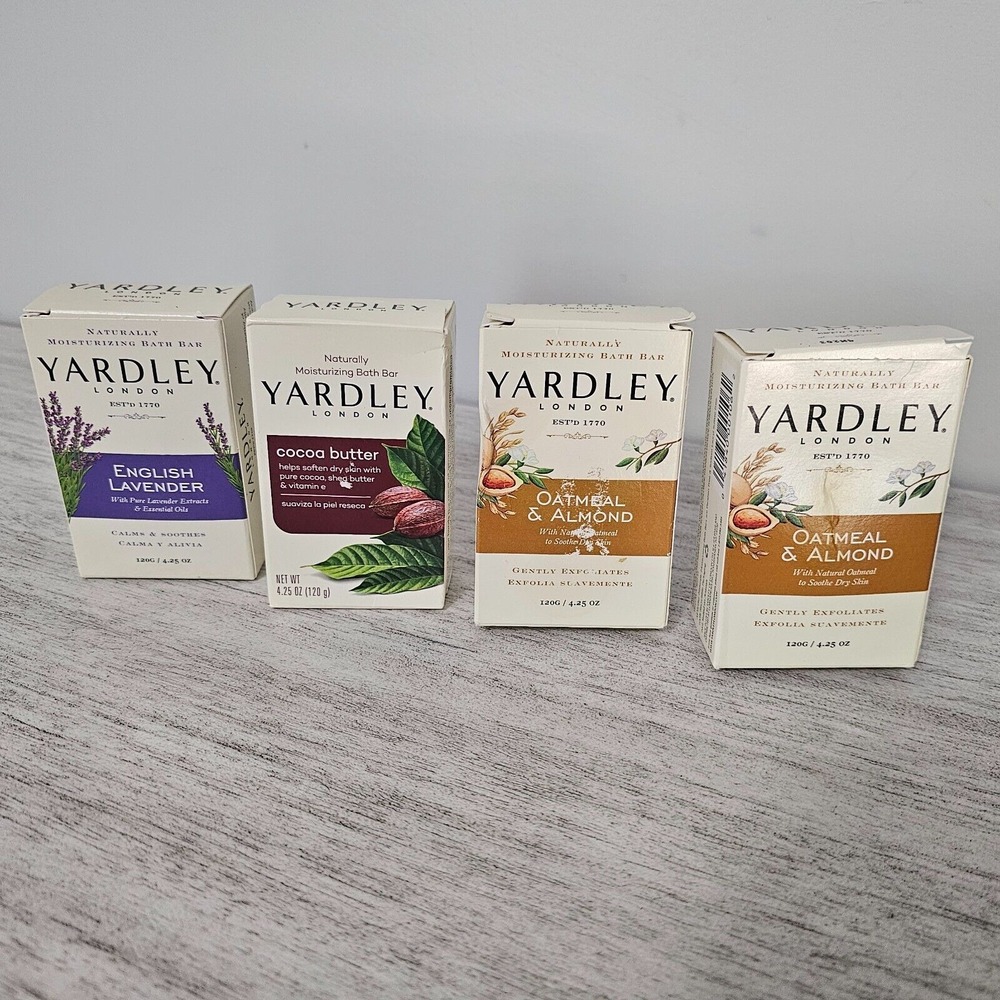 YARDLEY LONDON‎ Variety Bath Bar Soaps, Moisturizing, Lot of 4 - 4.25oz each
